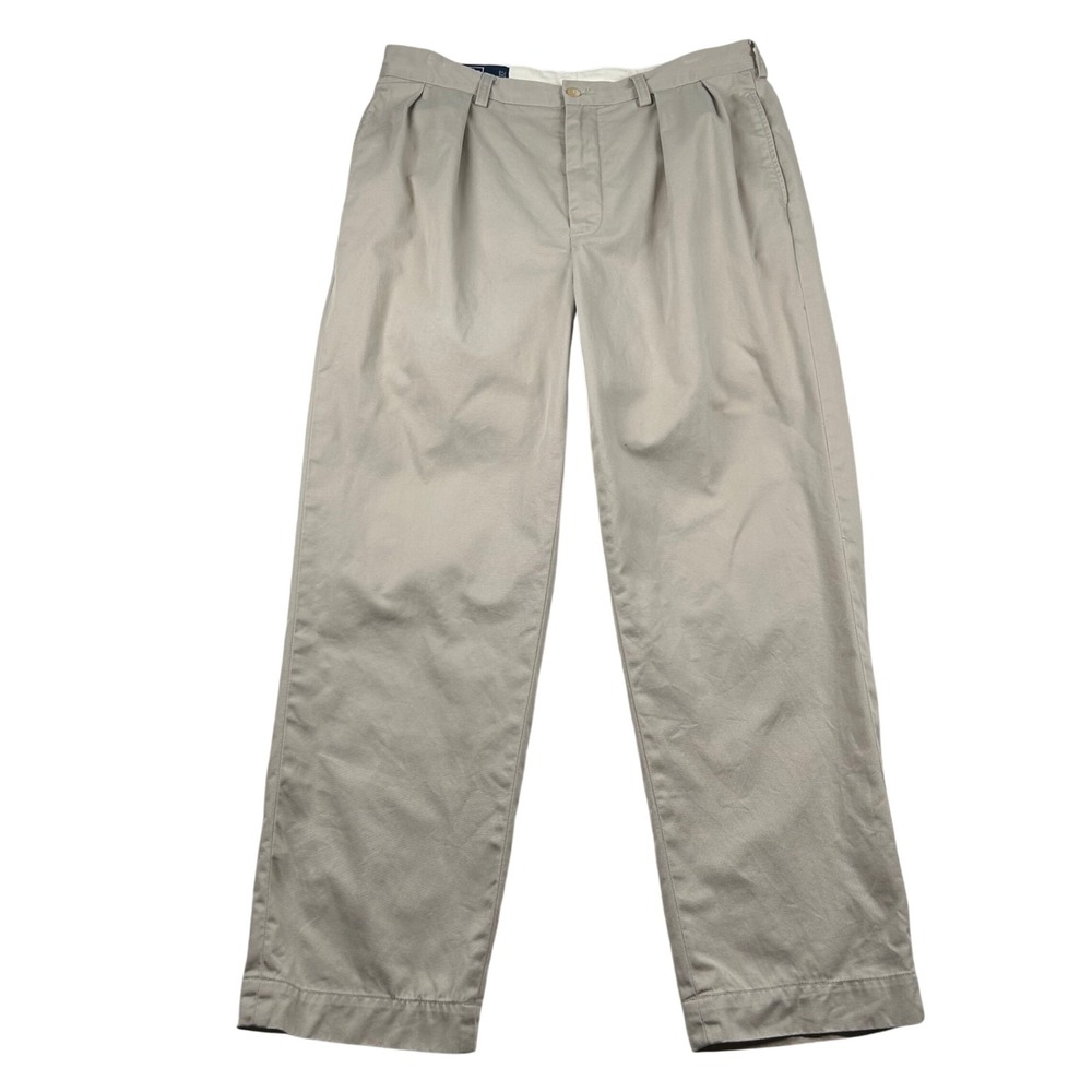 Vintage Polo Ralph Lauren Andrew Pant Mens 34x29 Tan Khaki Pleated Chino 90s Y2K